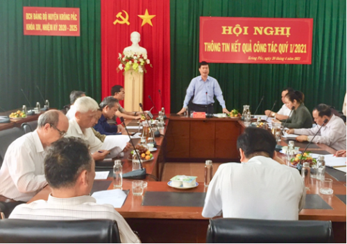 Huyện uỷ Krông Pắc tổ chức hội nghị thông tin kết quả công tác quý I năm 2021