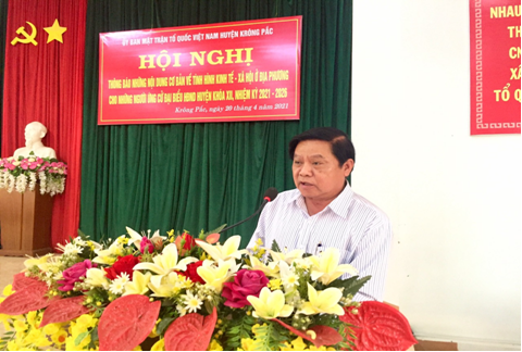 Huyện Krông Pắc tổ chức hội nghị thông báo tình hình kinh tế - xã hội cho người ứng cử đại biểu Hội đồng nhân dân huyện