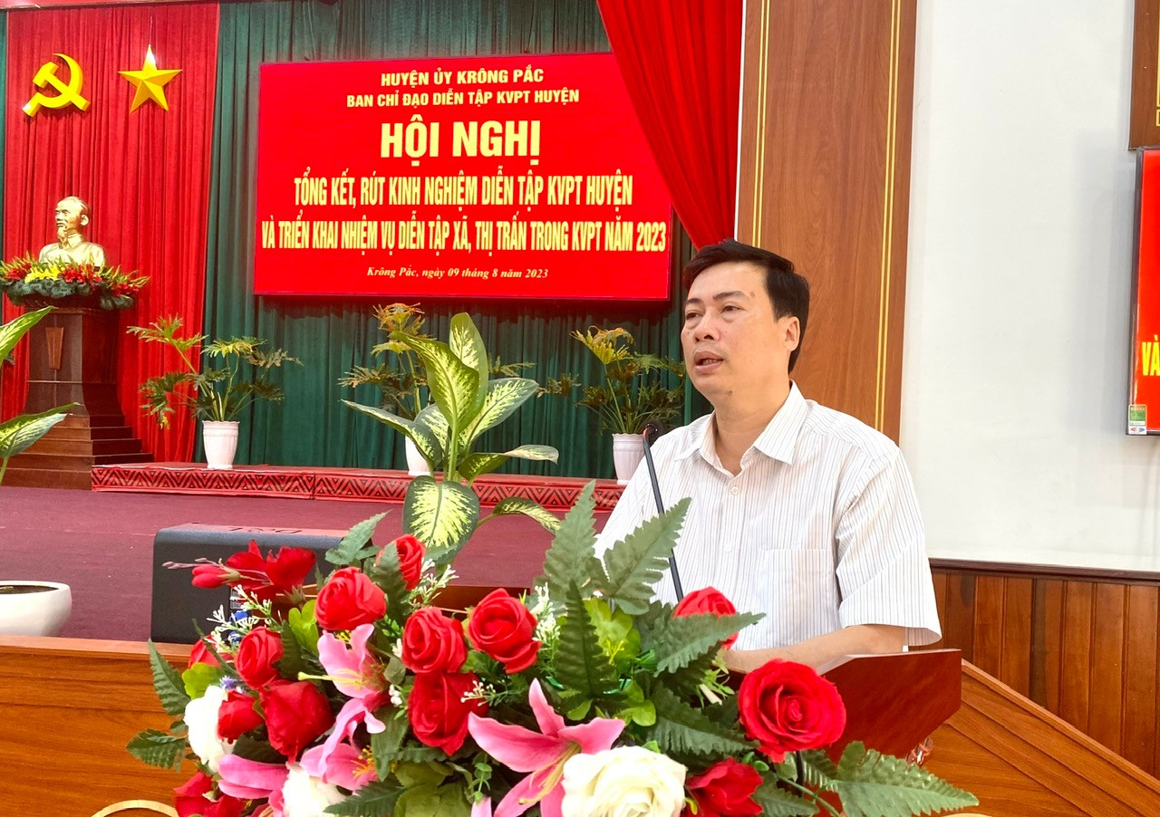 Huyện Krông Pắc Tổng kết rút kinh nghiệm diễn tập khu vực phòng thủ năm 2023