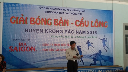 Giải vô địch Bóng bàn - Cầu lông huyện Krông Pắc năm 2016
