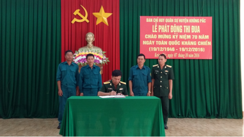 Ban Chỉ huy quân sự huyện Krông Pắc phát động đợt thi đua chào mừng kỷ niệm 70 năm ngày toàn quốc kháng chiến