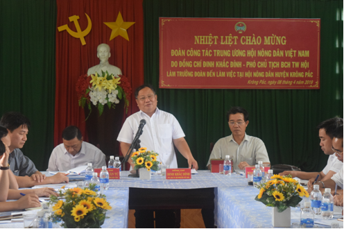 Trung ương Hội Nông dân Việt Nam khảo sát việc thực hiện Đề án 24 và Nghị quyết 06 tại huyện Krông Pắc